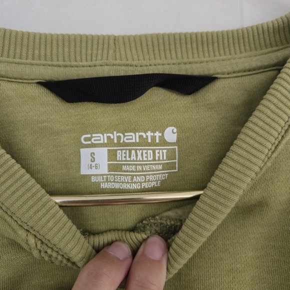 Carhartt Ladies' Sleeve Logo Crewneck Crew Sweatshirt Pullover Green Size Small - Picture 6 of 9